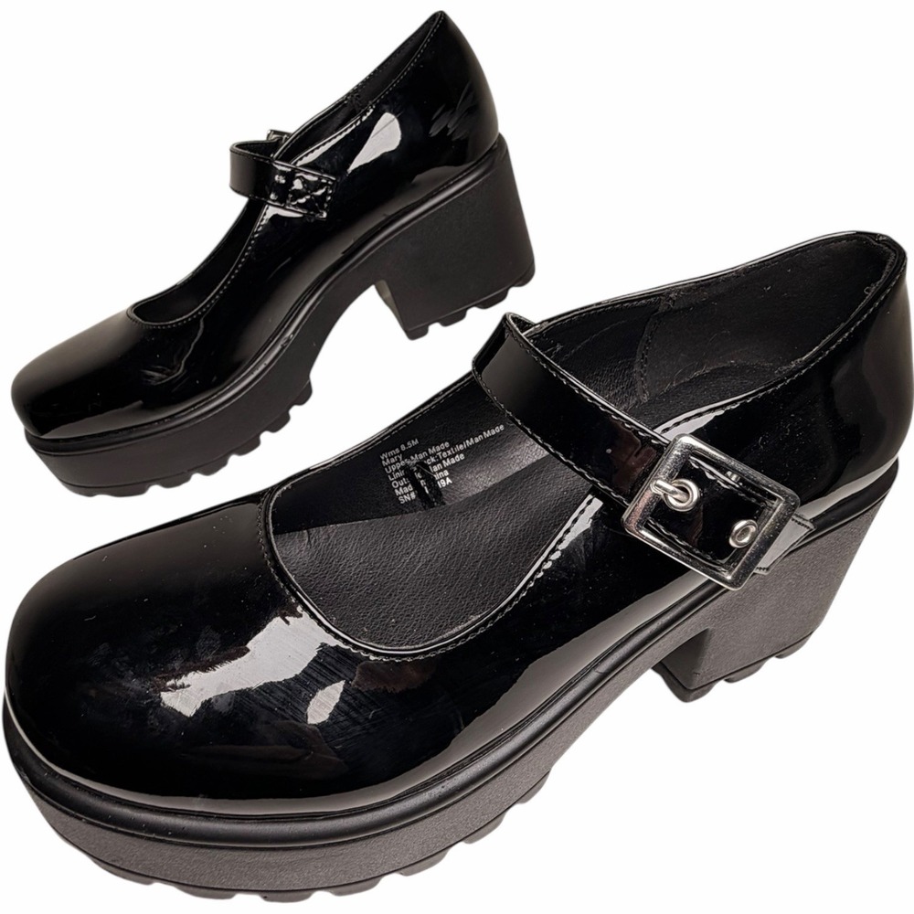 Seychelles Lug Sole Patent Platform Mary Janes Black Women's 8.5 Whimsigoth Prep